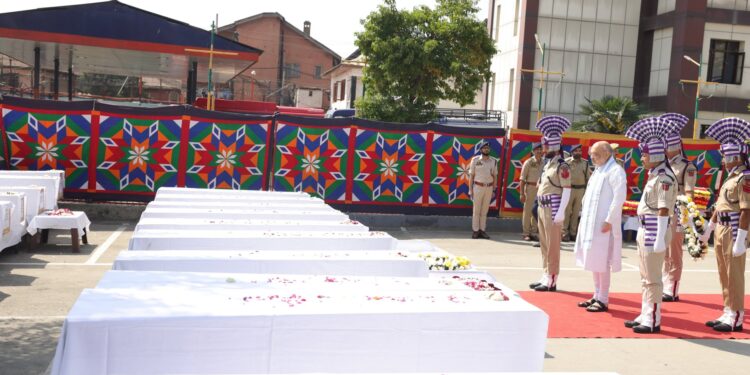 Amit Shah, LG Sinha, CM Omar arrive at PCR Srinagar, pay tributes to Pahalgam terror attack victims