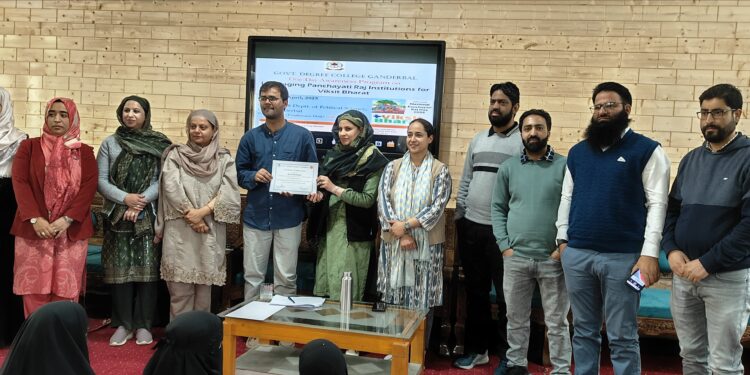 GDC Ganderbal organizes awareness program on Panchayati Raj Institutions for Vikshit Bharat