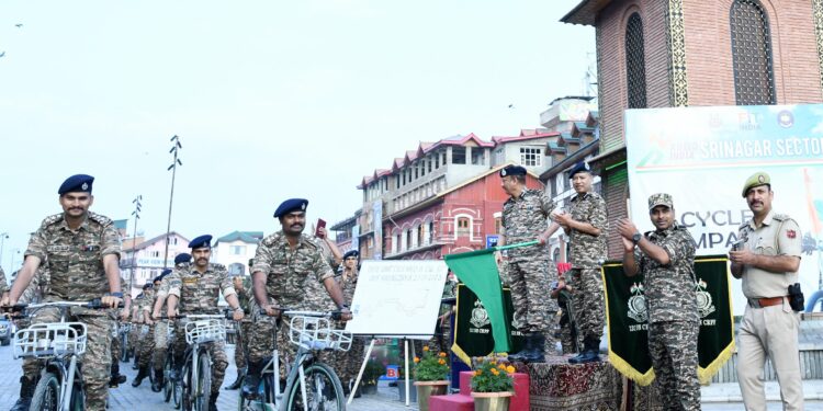 CRPF Holds Cycle Campaign in Srinagar Under Fit India Initiative