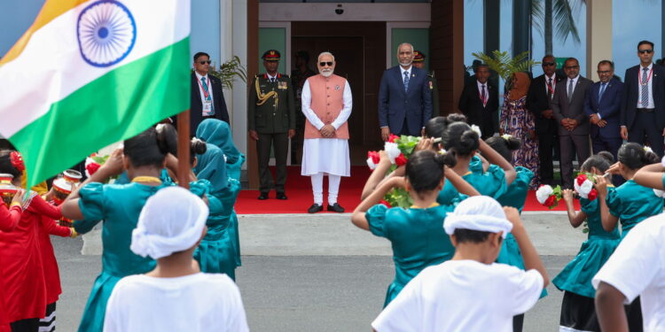 Landed in Malé. Deeply touched by the gesture of President Muizzu to come to the airport to welcome me. I am confident that India-Maldives friendship will scale new heights of progress in the times to come.