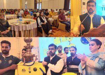 Sports Minister Satish Sharma Unveils Trophy & Team Jerseys for Khyber Cements Kashmir Super League