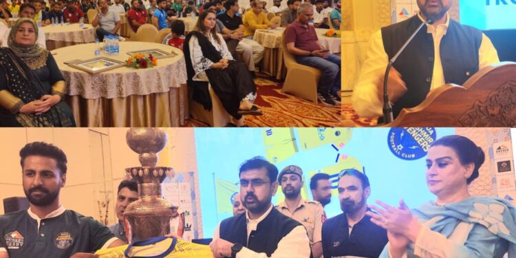Sports Minister Satish Sharma Unveils Trophy & Team Jerseys for Khyber Cements Kashmir Super League