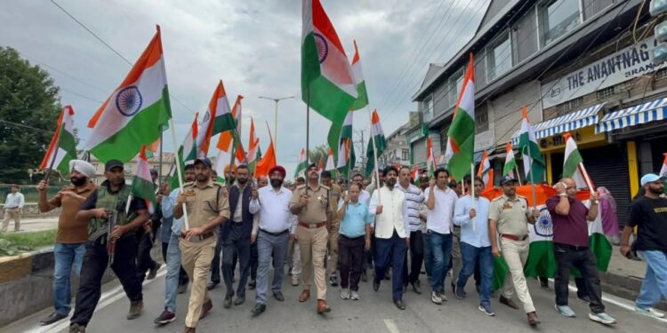 Tricolor Waves High: Anantnag Police and District Administration Unite for Tiranga Rally