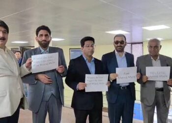 NC, Congress MLAs protest outside Assembly, seek Mehraj Malik’s release