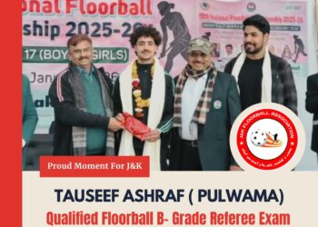 Tauseef Ashraf from Pulwama has successfully qualified the Floorball B-Grade Referee Examination,